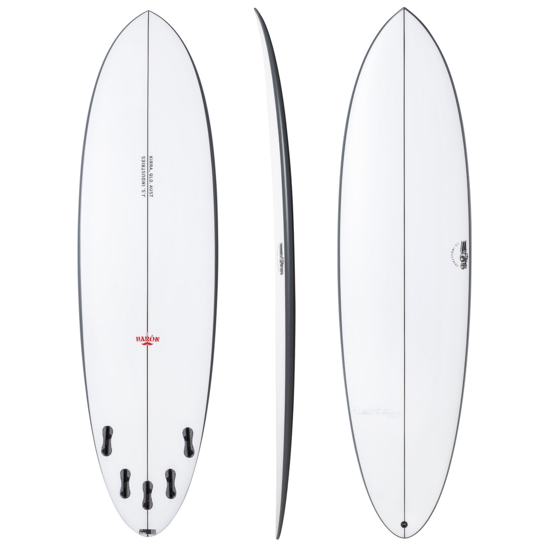 El Baron 7'6" x 21 1/2" X 2 7/8" - 51.80L, Round, 5x FCS 2 Fin Boxes ...
